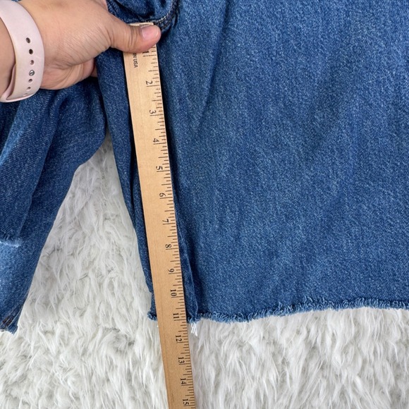 Pilcro Denim Shorts S Blue Strawberry Floral Embroidered Cottagecore Boho Summer - Picture 7 of 8